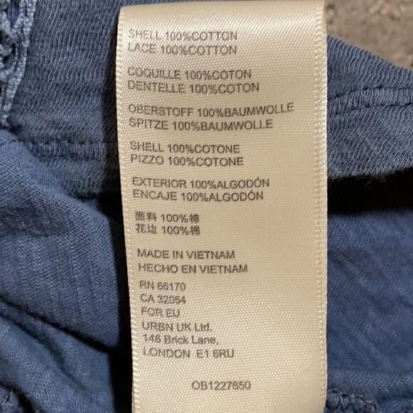 New Free People Crochet Long Sleeve Top in Blue Western Boho Size XS - Picture 10 of 11